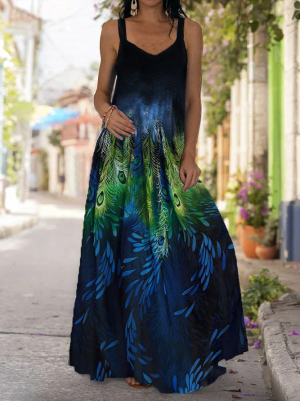 Summer Printed Dress Bohemian Strap Mop Dresses