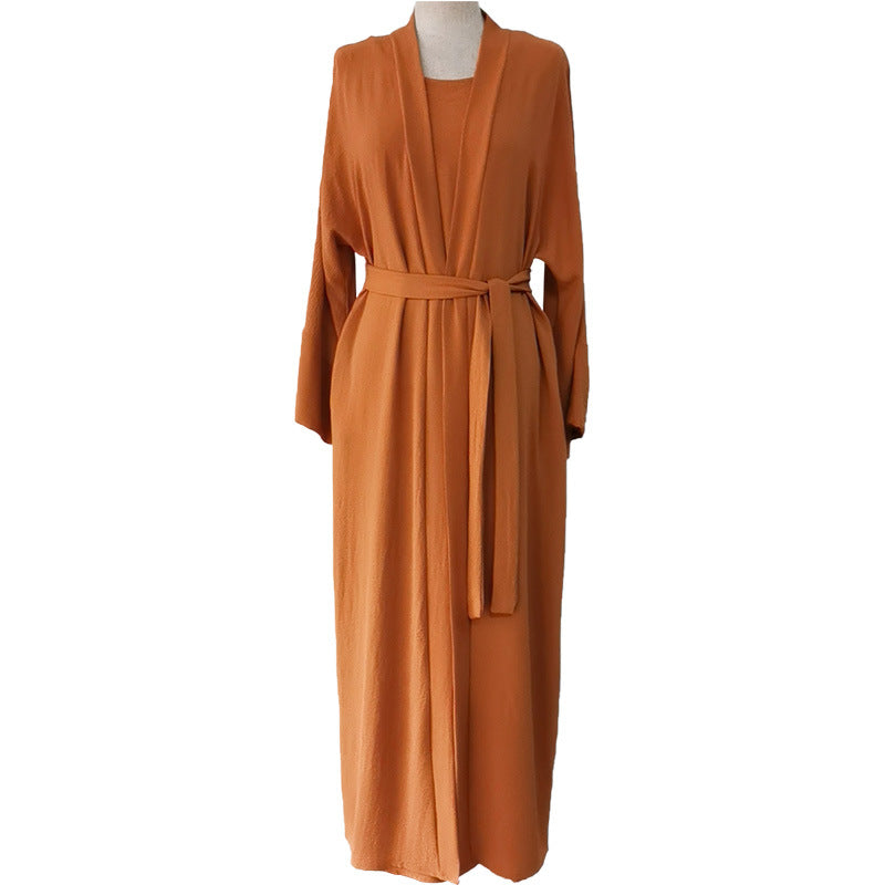 Pattern Elegant Belt Long Sleeve Two-piece Suits