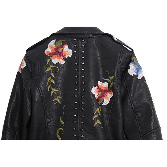 Women's Young Graceful Embroidery Rivet Heavy Metal Jackets