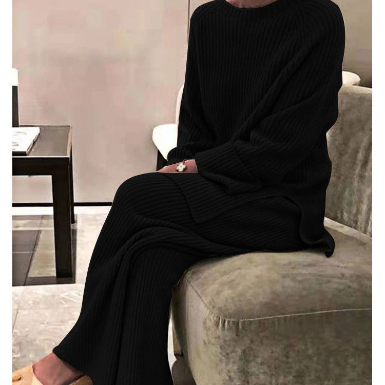 Women's Knitted Leisure Wear Solid Color Long Fashion Casual Suit