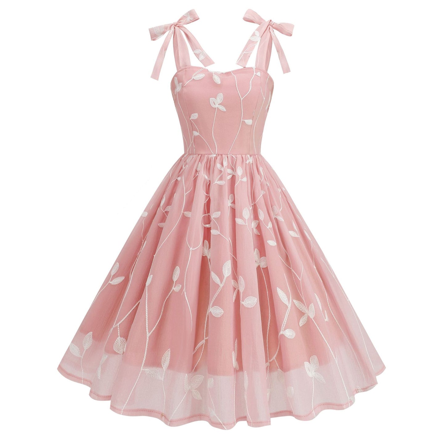 Embroidered Dress With Suspenders Cocktail Vintage Dresses