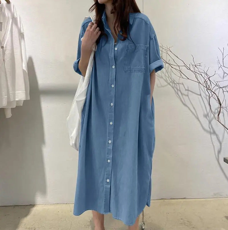 Classy Unique Denim Long Collar Casual Blouses