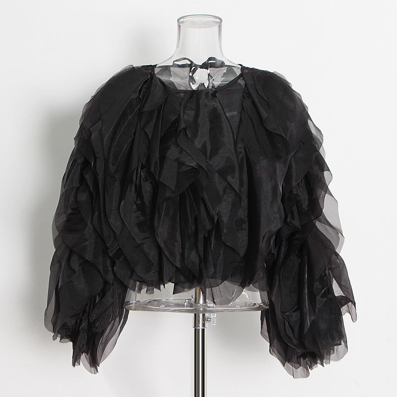 Elegant Solid Color Spring High-grade Round Blouses