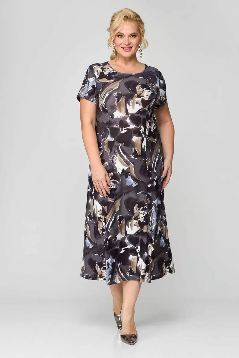 Women's Large Two-piece Elegant Printed Dress Sleeve Suits