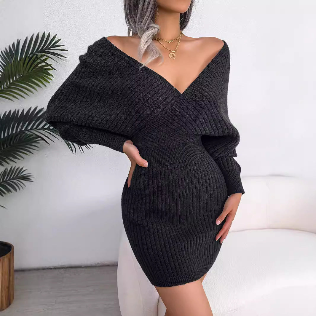 Women's Sexy Cross Bat Sheath Woolen Skirts