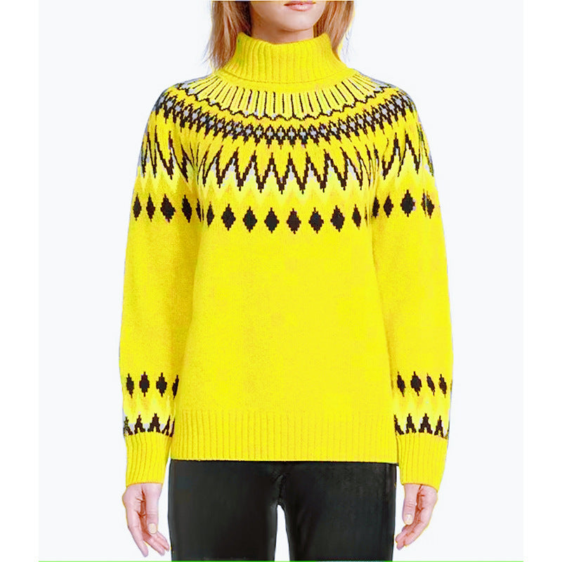 Women's Neck Fashion Casual Multicolor Slim Fit Slimming Sweater