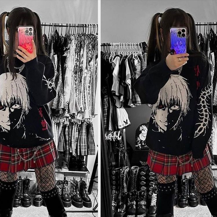 Women's Vintage Knitted Cartoon Pattern Winter Gothic Sweaters