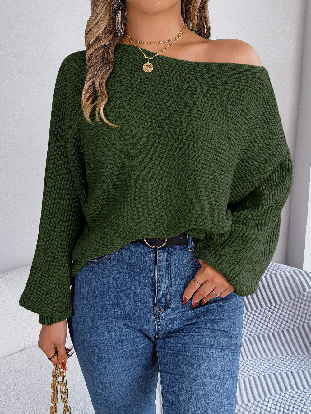 Women's Clearance Casual Loose Solid Color Batwing Sweater