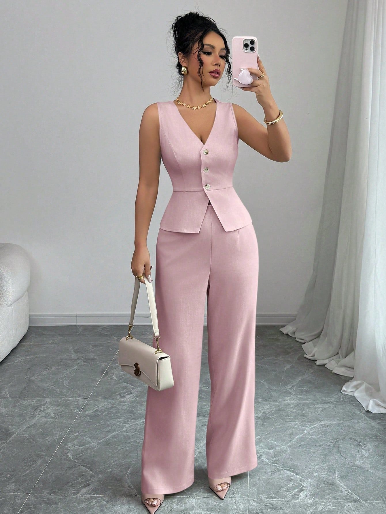 Women's Summer Solid Color Sleeveless Slim Fit High Vests
