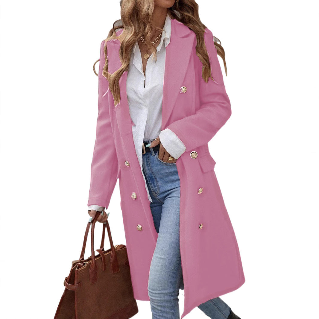 Women's Cool Unique Long Woolen Buckle Coats