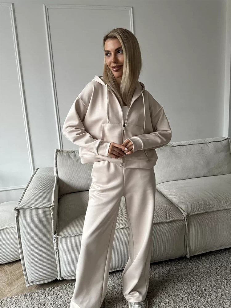 Sports Long Sleeve Zipper Hoodie Trousers Suits