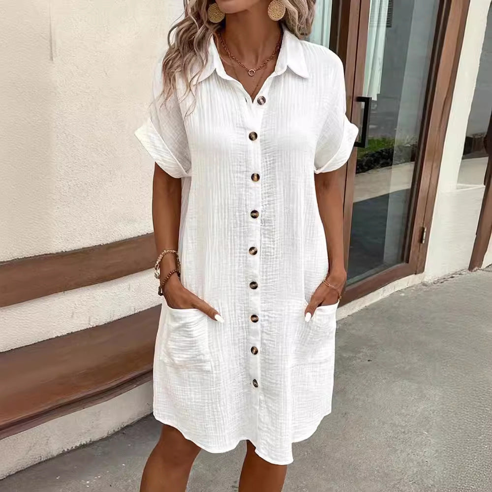 Women's Graceful Summer Simple Buttons Dress Dresses