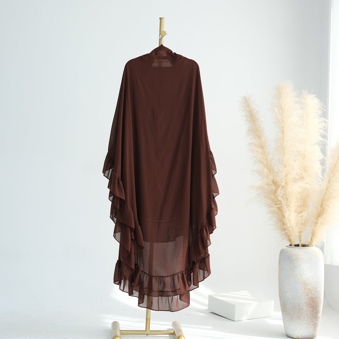 Ruffled Big Swing Headscarf Solid Color Dresses