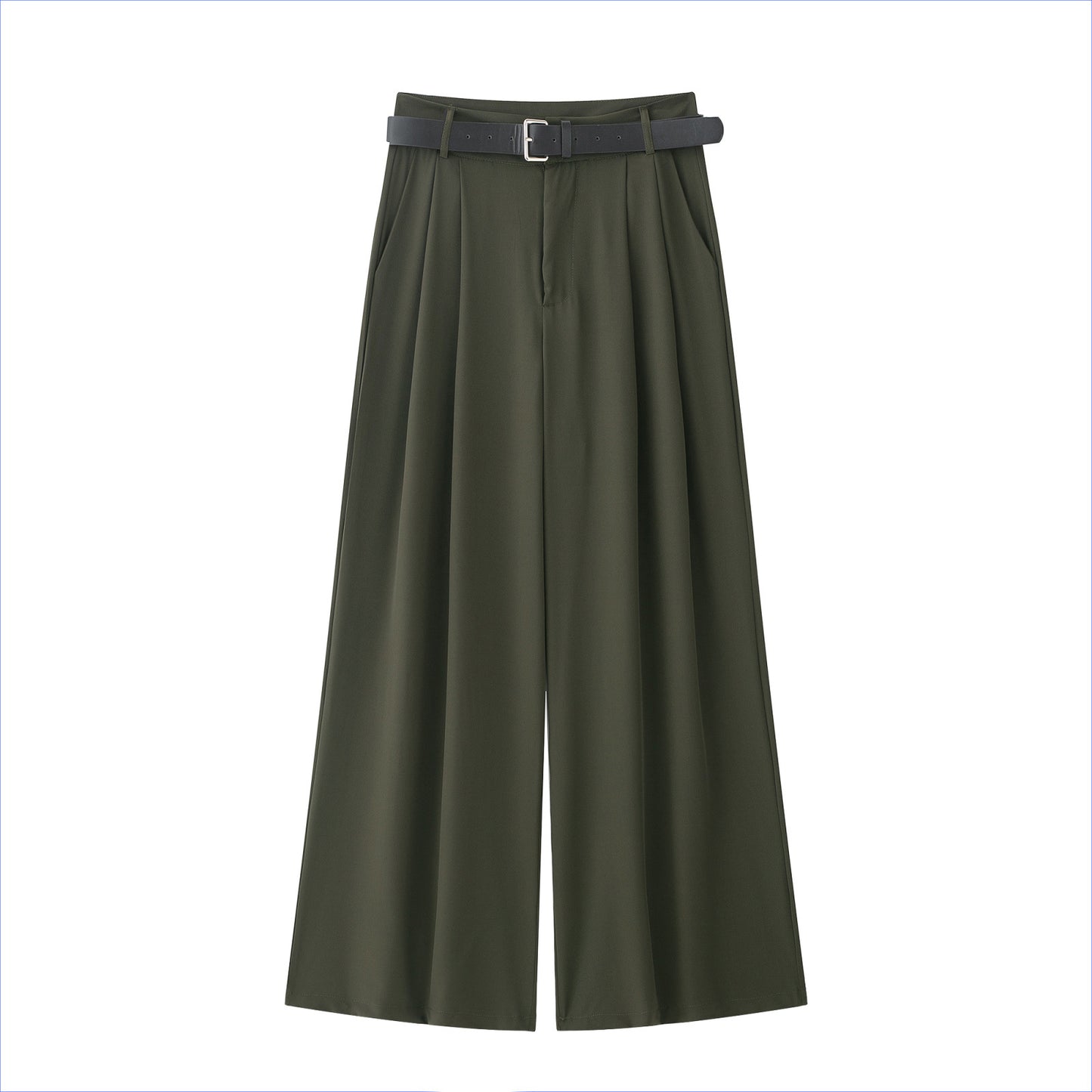 Women's Waist Matching Belt Pairs Of Pleated Pants