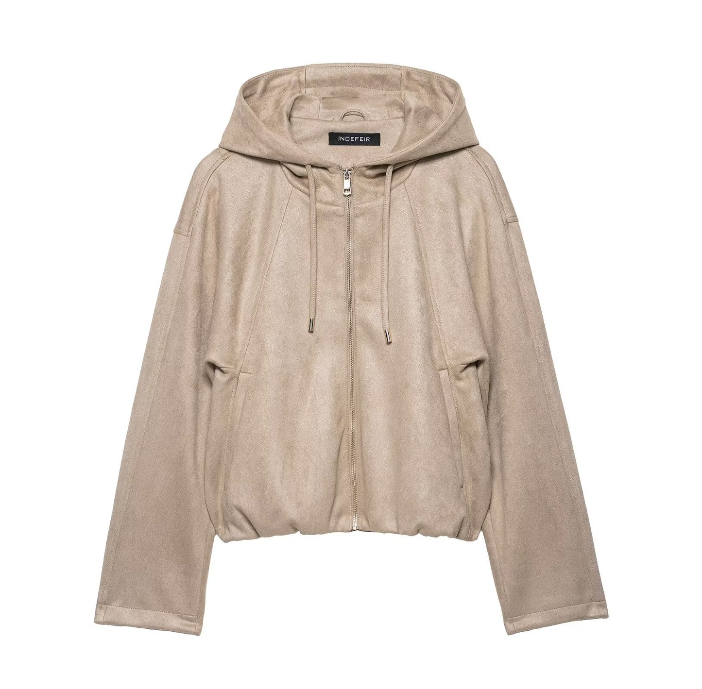 Women's Autumn Hooded Suede Effect Bomber Jackets