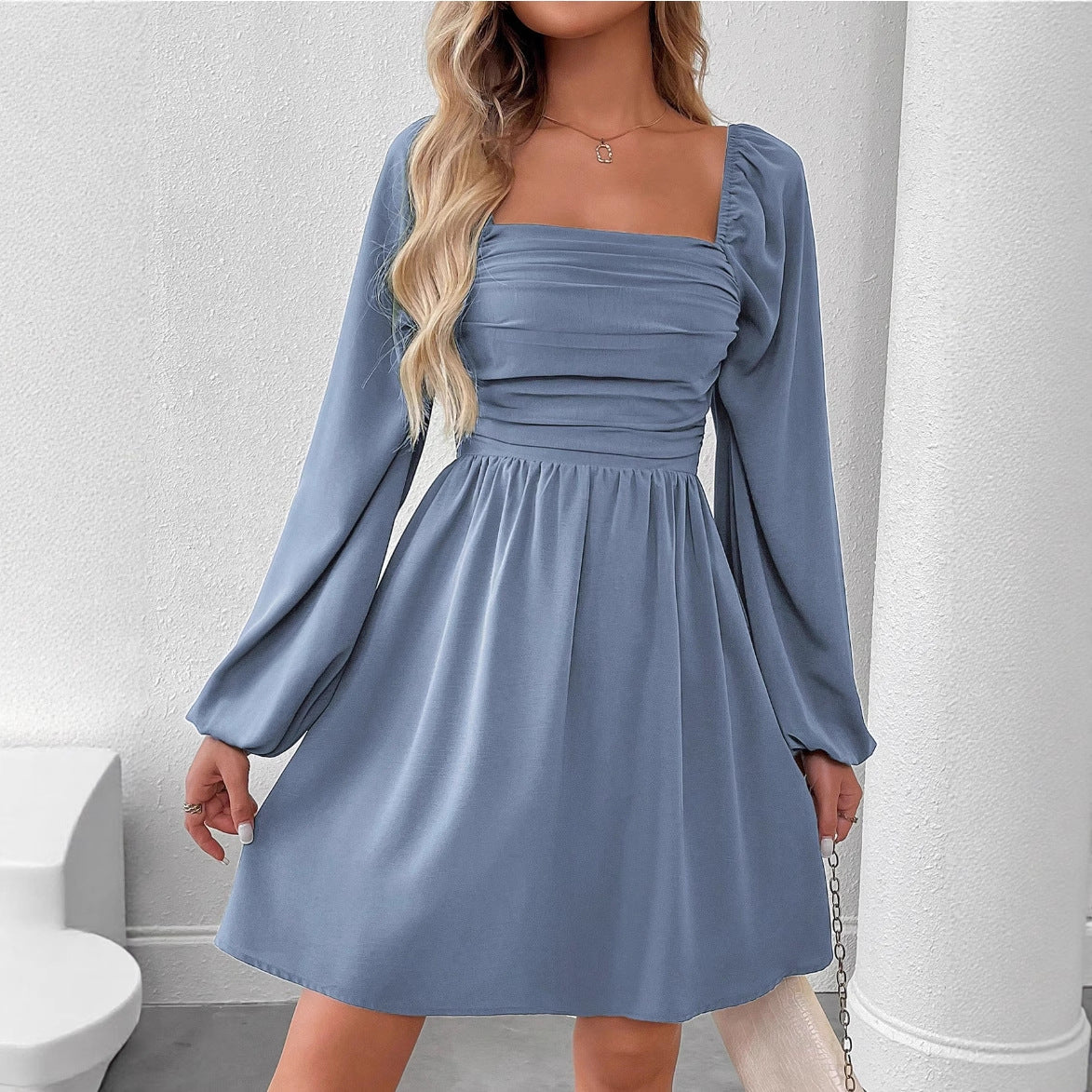 Women's Long Sleeve Pleated Simple Casual Autumn Skirts