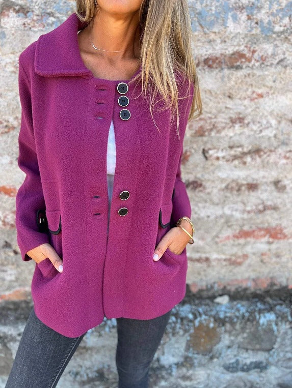 Women's Stylish Lapel Single Breasted Long-sleeved Coats