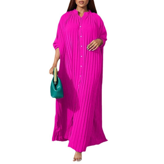 Women's Summer Fashion Loose Casual Pleated Dress Dresses
