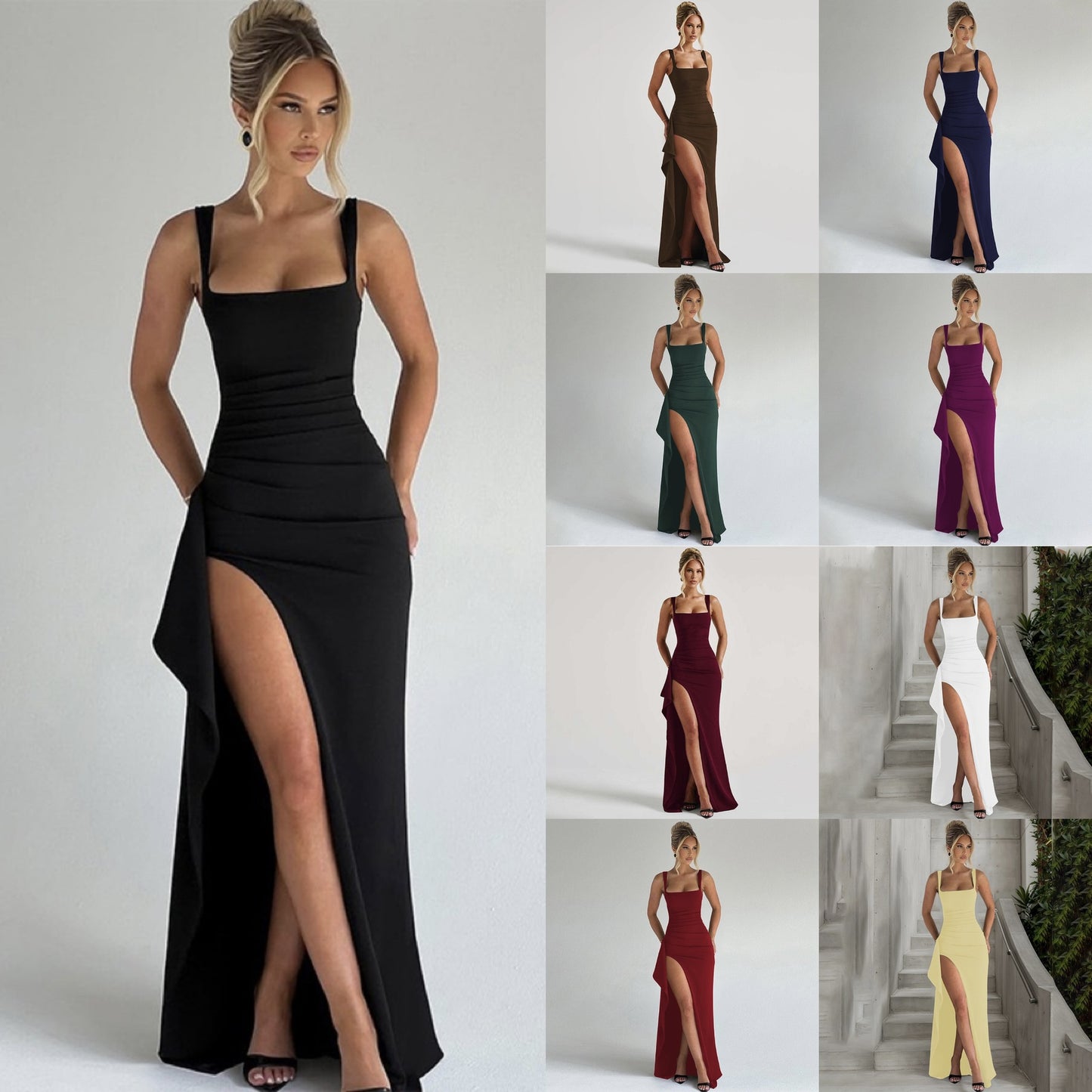 Women's Summer Fashion Sexy Backless High Slit Dress