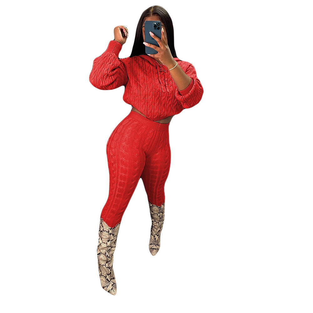 Women's Slouchy Solid Color Set Two-piece Suits