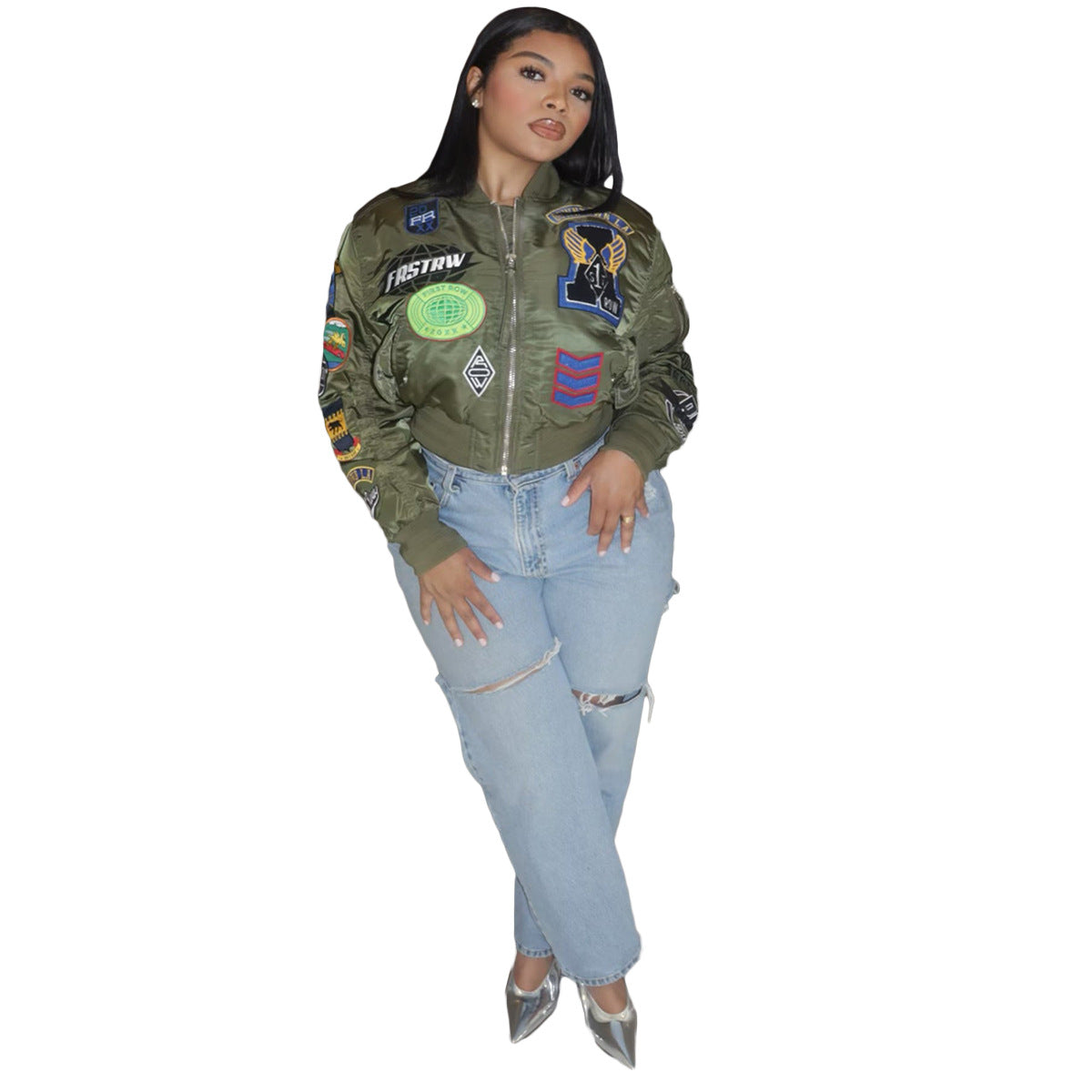 Full Embroidered Gary Cloth Casual Bomber Jackets