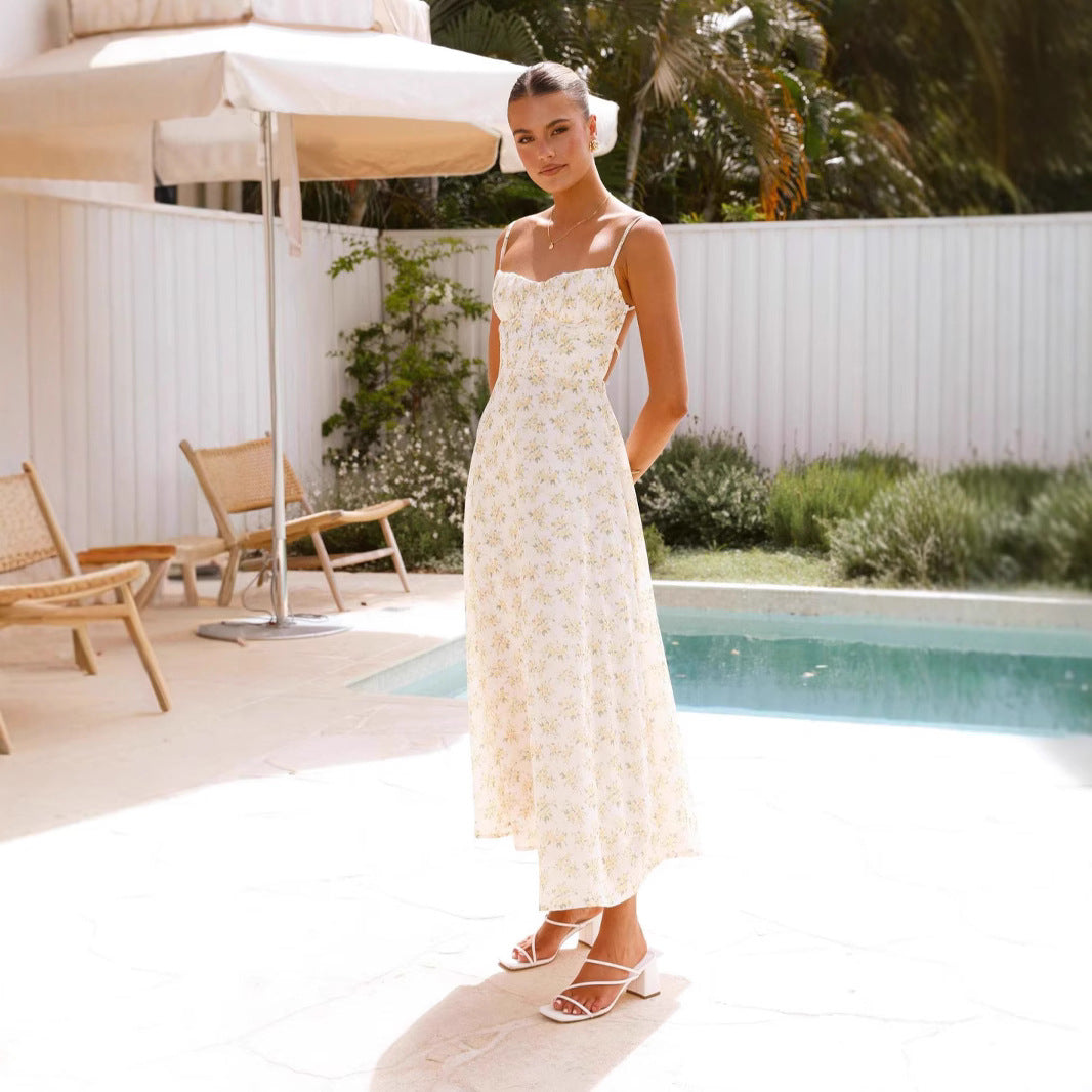 French Style Long Dress Strap Beach For Dresses