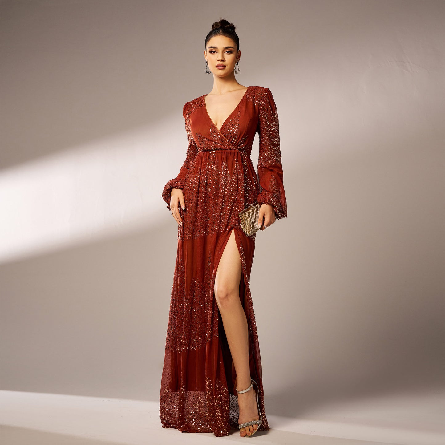 Women's Long Sleeve Elegant Sexy Sequined Banquet Dresses