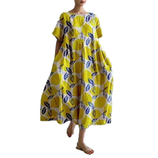 Women's Round Neck Fashion High-grade Short-sleeved Printed Dresses