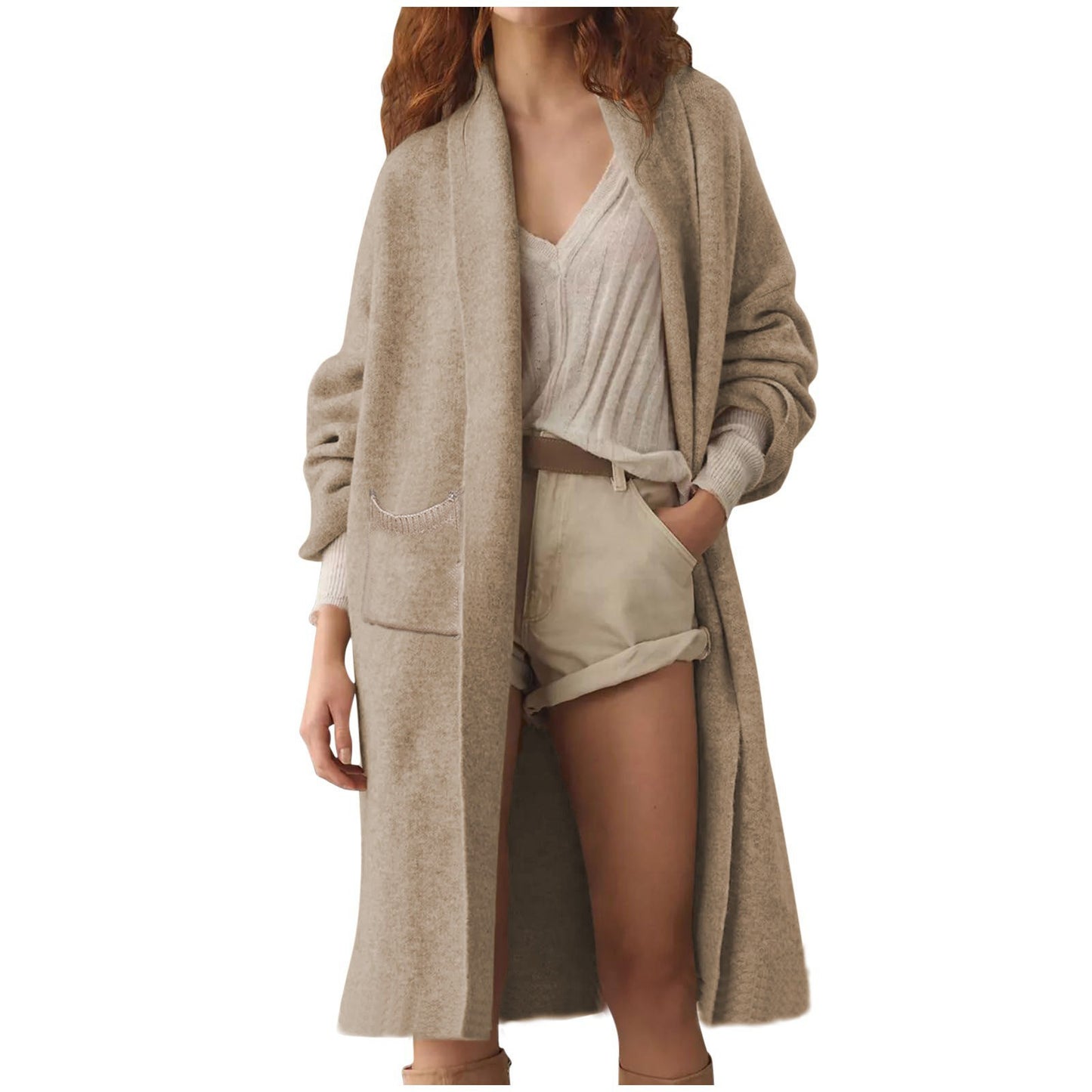 Women's Loose Long Large Pocket Knitted For Sweaters