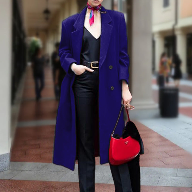 Women's Woolen Trench Overcoat Casual Long Coats