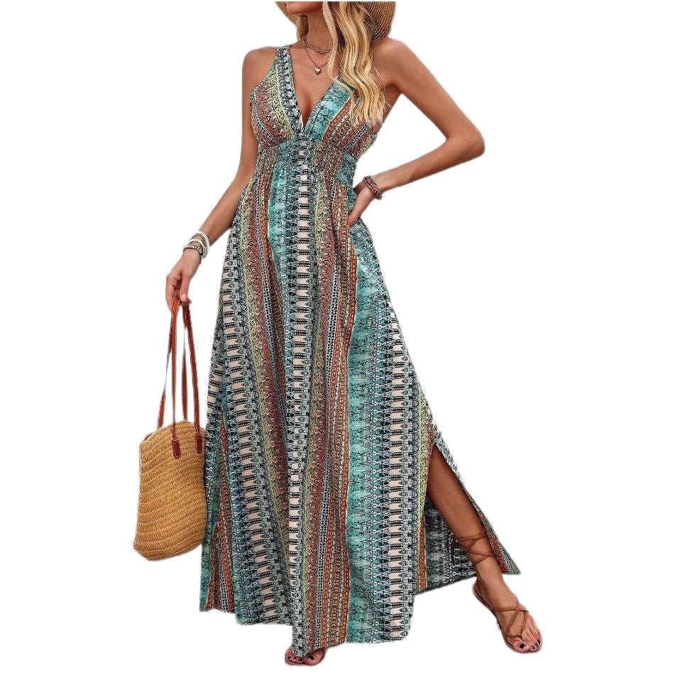 Women's Fashion Sexy Deep V Sleeveless Backless Dress