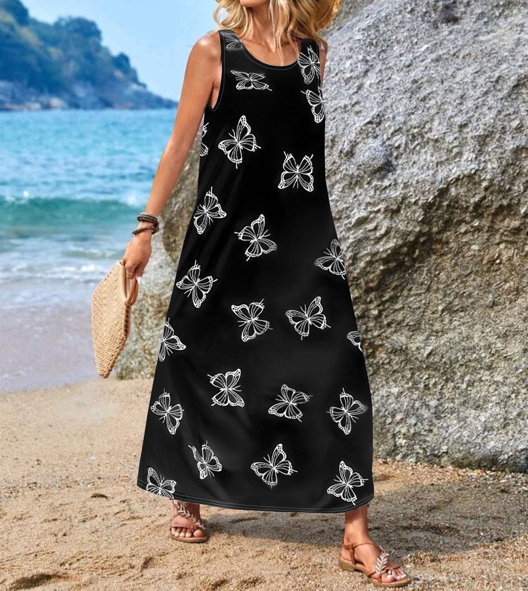 Elegant Women's Sleeveless Casual Bohemian Printed Dress