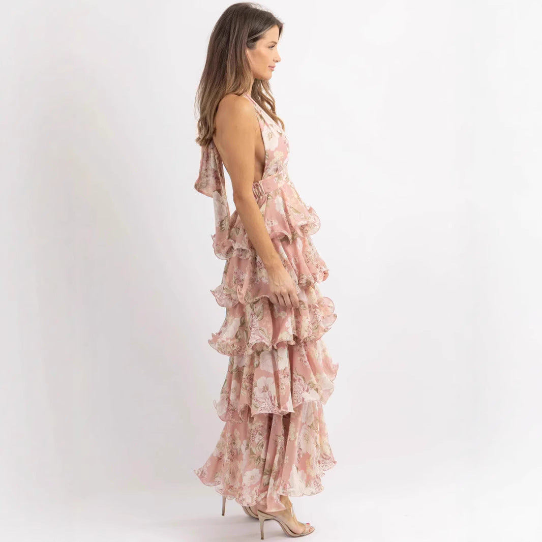 Women's Spring Dress Fashion Sexy Collar Sling Dresses