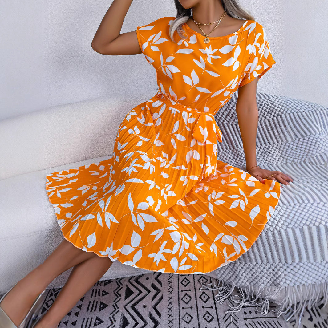 Women's Style Casual Leaf Sleeve Large Hem Dress