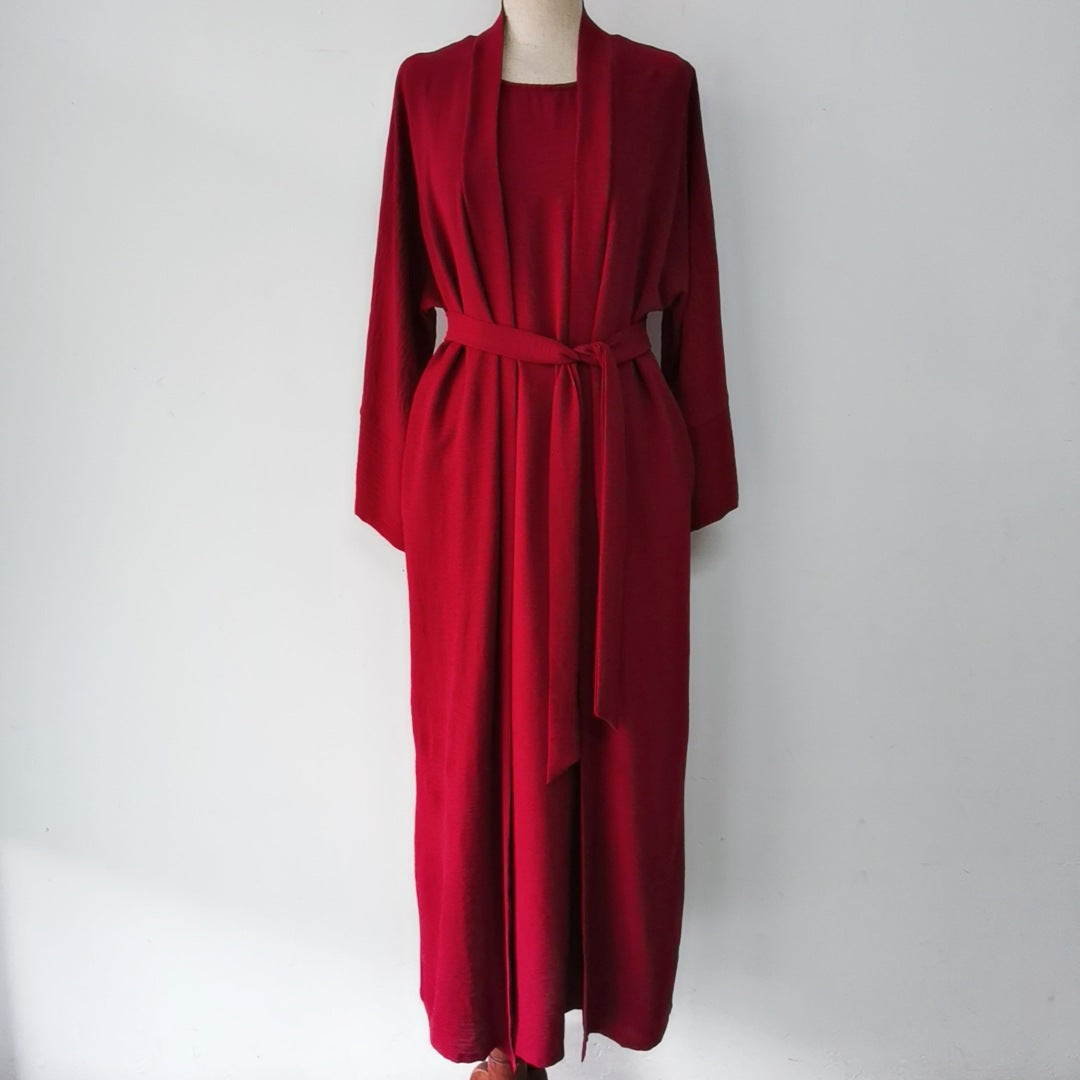Pattern Elegant Belt Long Sleeve Two-piece Suits