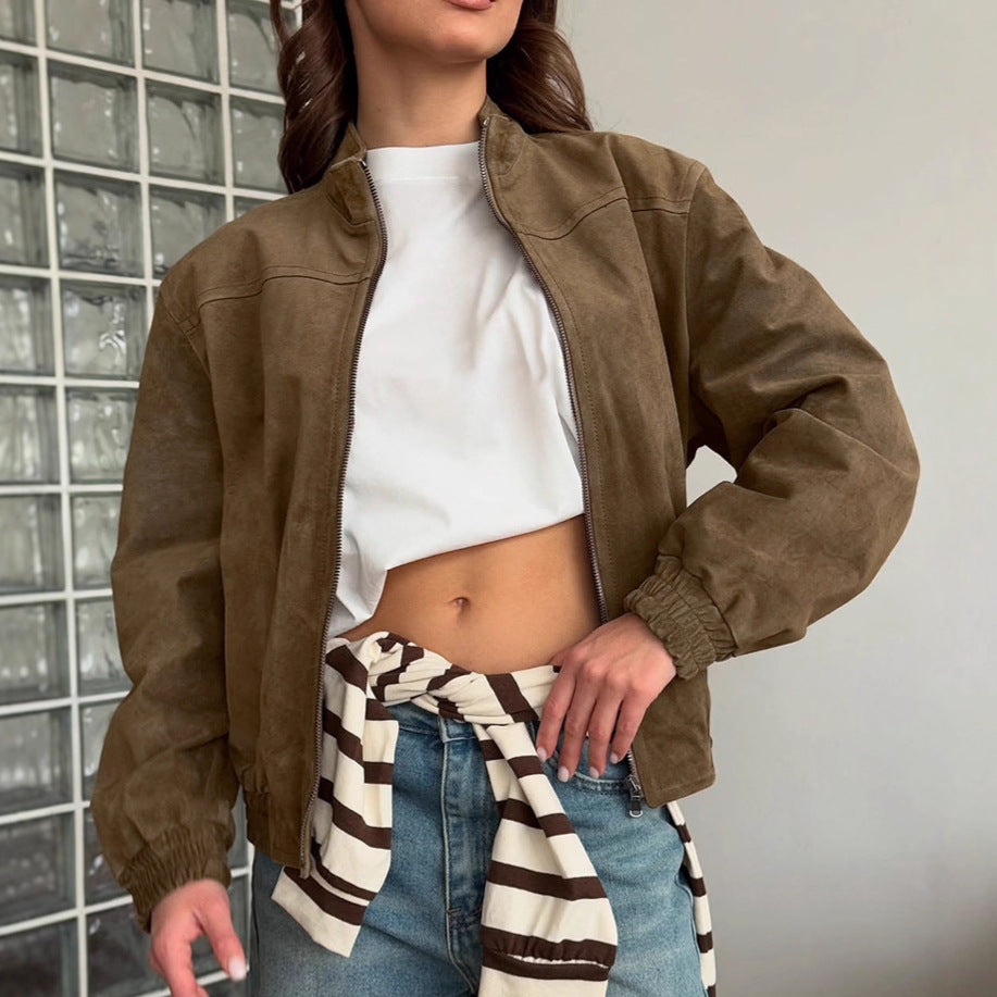 Women's Personality Street Long Sleeve Stand Collar Jackets