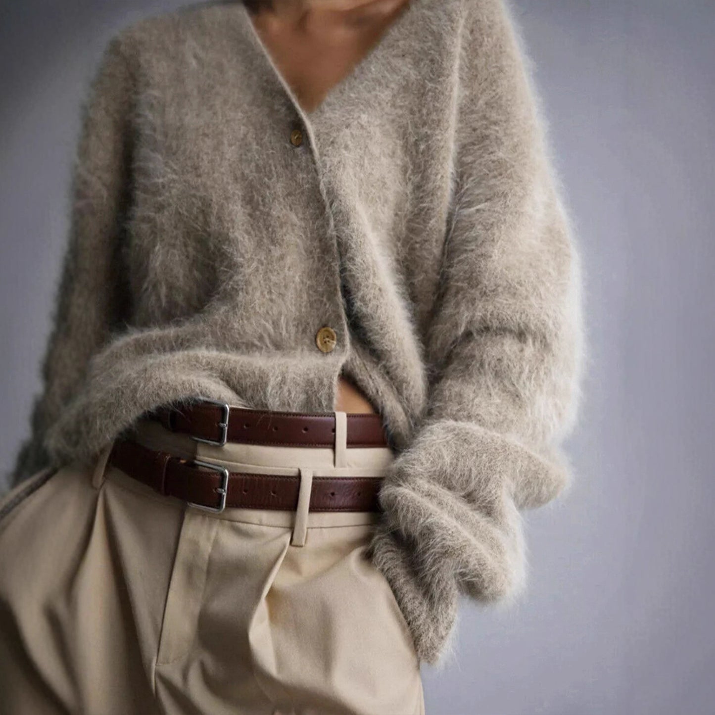 Slouchy Source Knitted Buttons Long Sleeve Knitwear