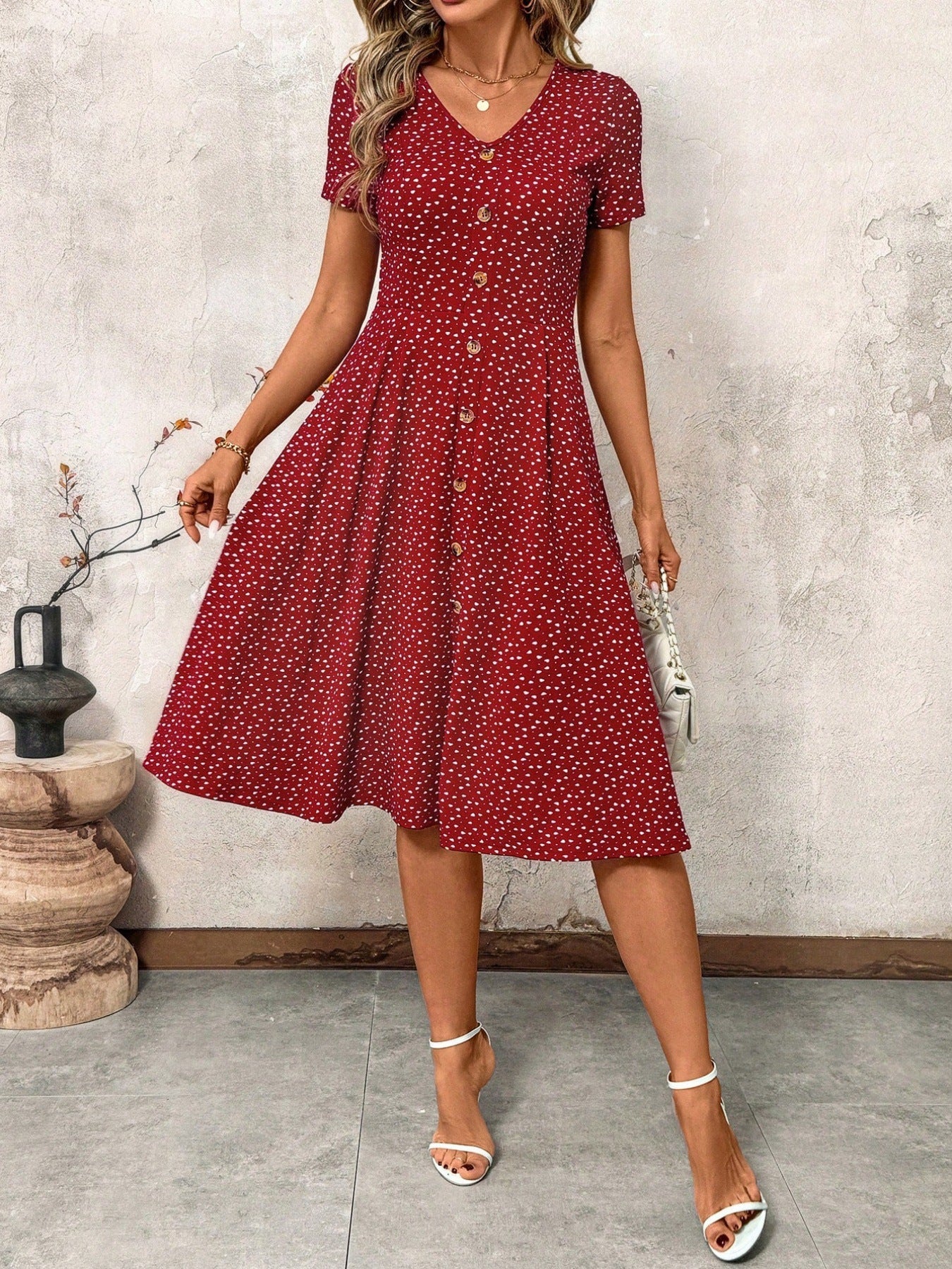 Women's Summer Fashion Polka Dot Sexy Breasted Dress