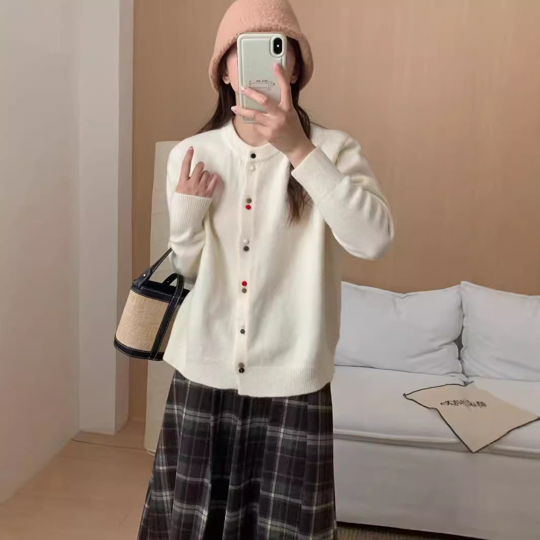 Women's Korean Solid Color Casual Round Neck Sweater