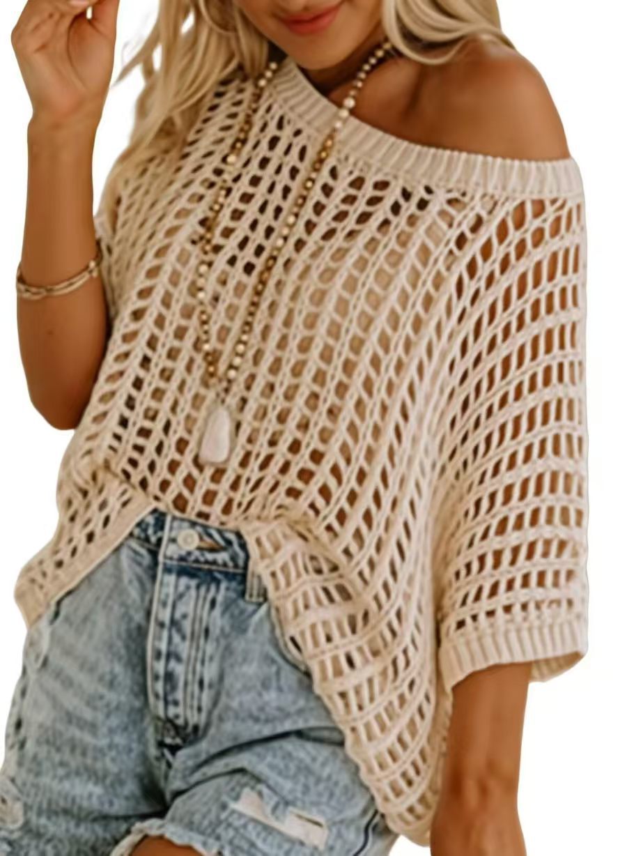 Women's Hollow Summer Loose Beach Cover Thin Bikini Sexy Women's Sweater
