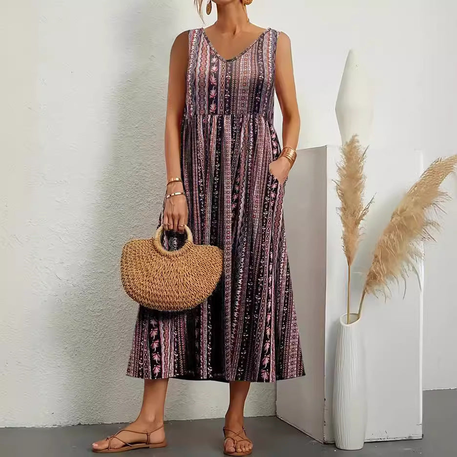 Women's Printed Loose Big Hem Vacation Style Fashion Casual Dress