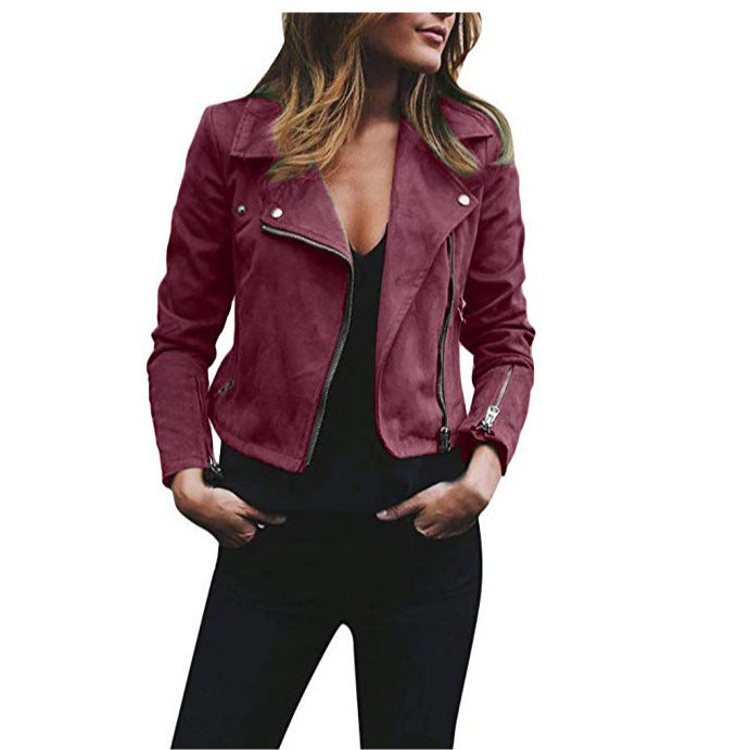Women's Versatile Lapel Oblique Zipper Woolen Jackets