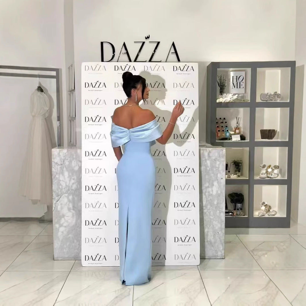 Blue Sexy Fashion Bow Backless Tube Long Tops