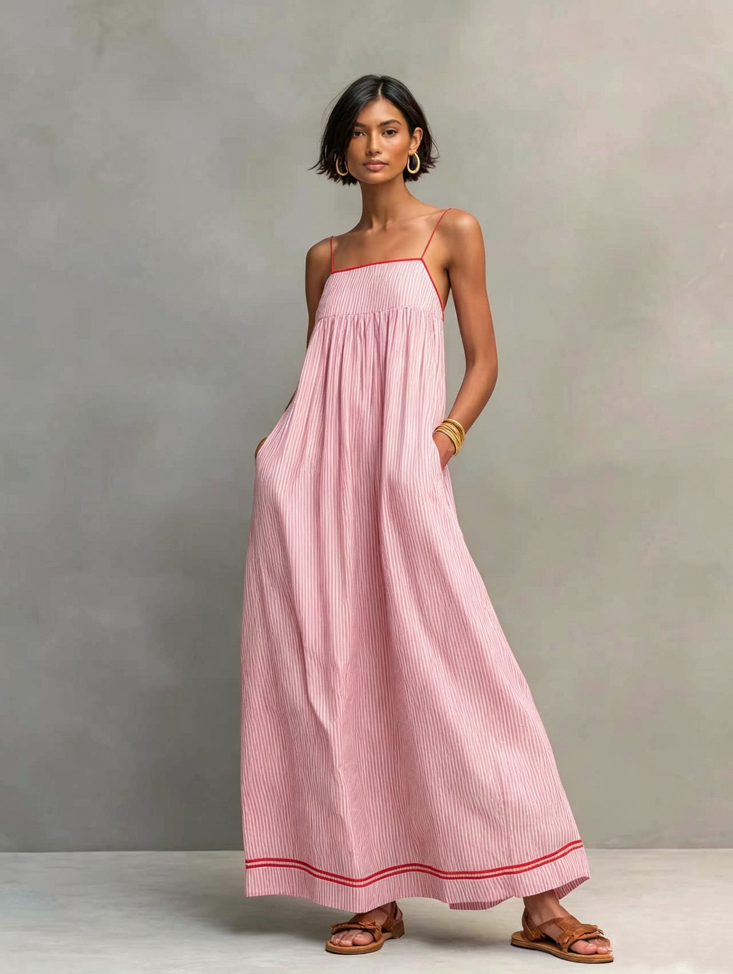 Women's Summer Fashion Casual Spaghetti Straps Sleeveless Dress