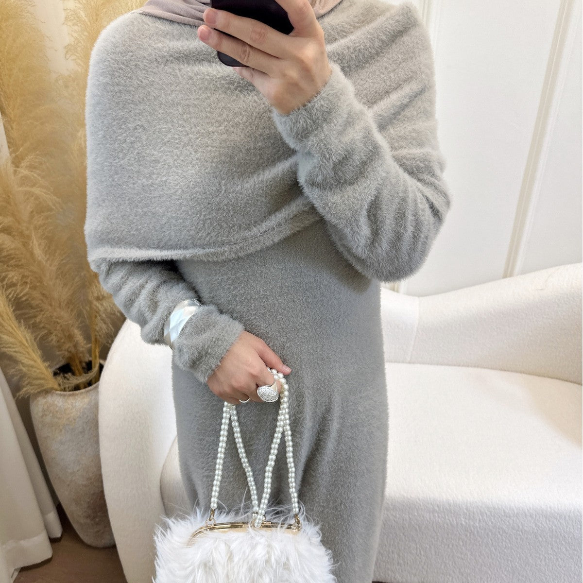 Cool Stylish Solid Color Shawl Two-piece Dresses