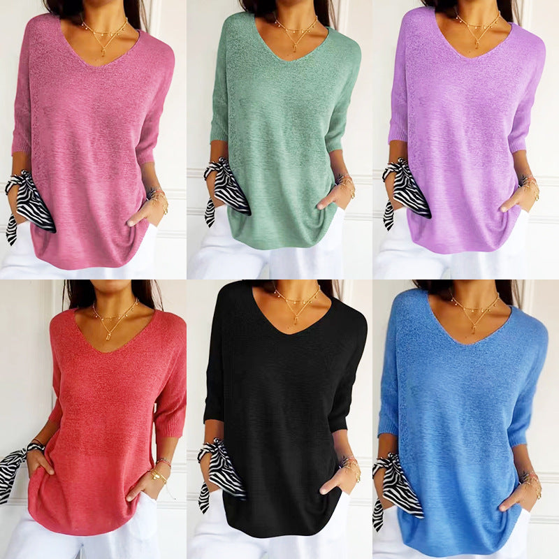 Women's Casual Basic Style Slimming Solid Color Women's Sweater