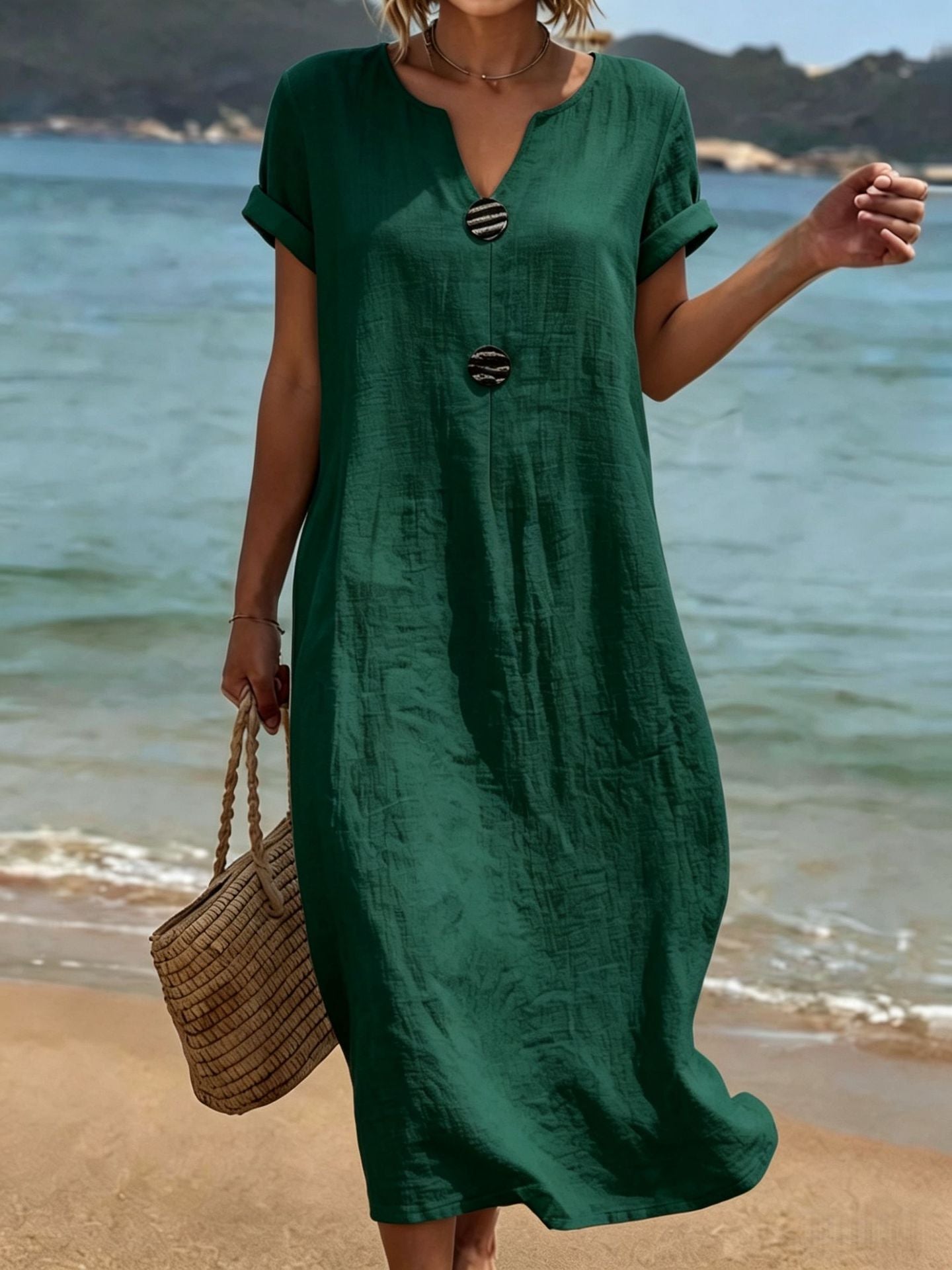 Women's Summer Seaside Holiday White Casual Solid Color Dress