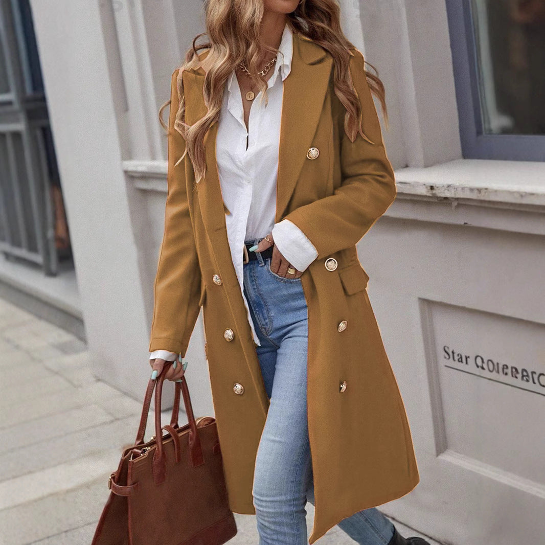 Women's Cool Unique Long Woolen Buckle Coats