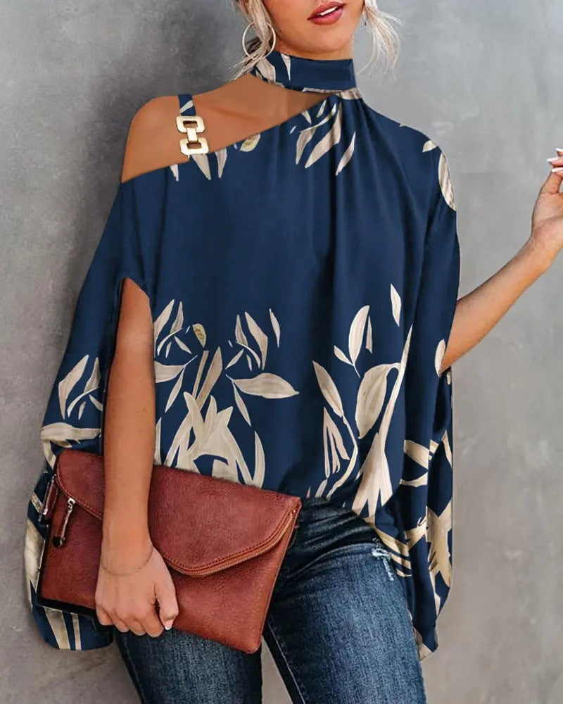 Women's Loose Wear Printed Halter Temperament Elegant Blouses