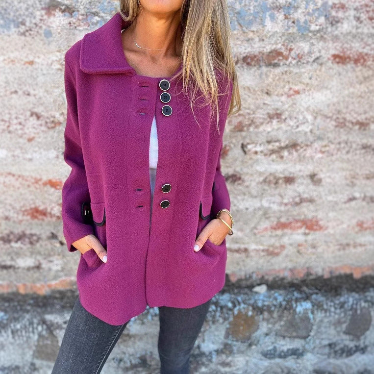 Women's Stylish Lapel Single Breasted Long-sleeved Coats